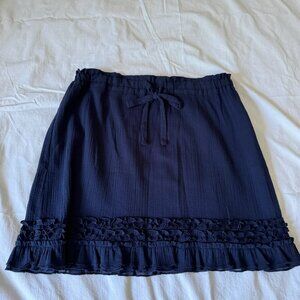 XS J. Crew Linen Ruffled Navy Skirt